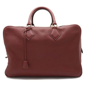 Hermes Plume Boston Bag Leather Bordeaux